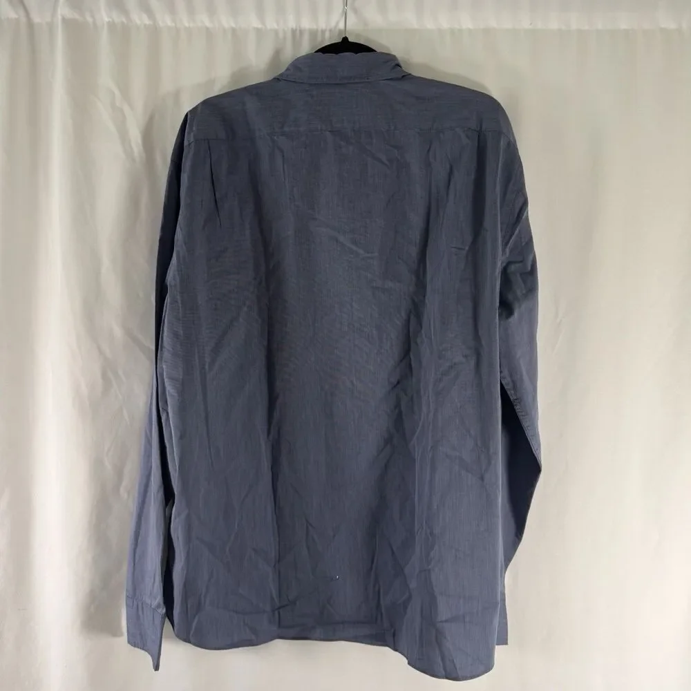 New J. Crew Performance Dress Shirt Mens XXL Blue Long Sleeve Button Up Untucked